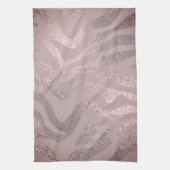 Roos goud roze zebra gestreept dierenpatroon theedoek (Verticaal)