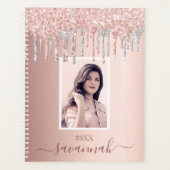 Roos goud roze zilver druppels foto planner (Voorkant)