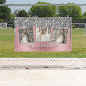 Roos Goud Roze Zilver Glitter Foto 16e Verjaardag Spandoek (Insitu)