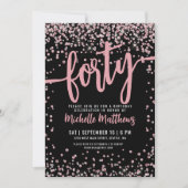 Roos Goud Roze Zwart 40e Verjaardag Kaart (Voorkant)