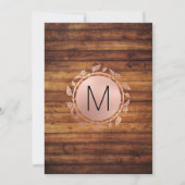 Roos Goud Rustiek Land Hout Bloemen Huwelijk Kaart (Achterkant)