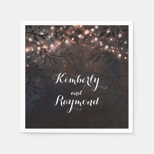 Roos Goud Rustiek Land Nacht Bruiloft Servet (Voorkant)