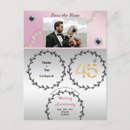 Roos Goud Saffier 45e Jubileum Save the Date Briefkaart