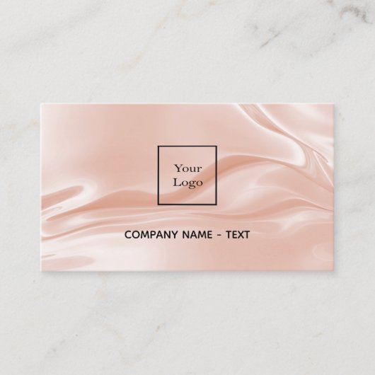 Roos goud satijnzijde elegant QR code logo Visitekaartje (Voorkant)