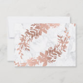 Roos Goud script bloemenwit marmer rsvp bruiloft Kaartje (Achterkant)