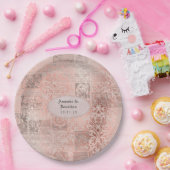 Roos Goud Shabby-Chic Damask Bruiloft Papieren Bordje (Feest)