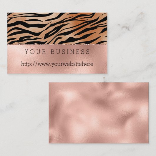 Roos Goud Sinaasappel Zwart Tijger Print Visitekaartje (Voorkant / Achterkant)