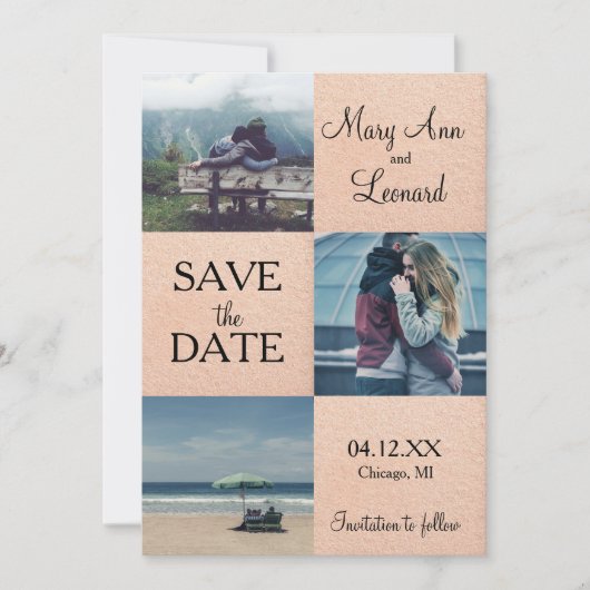 Roos goud Sparen de datum fotokaart Save The Date (Voorkant)