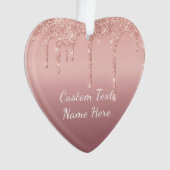 Roos Goud Sparkly Kerstversiering Aangepaste tekst Ornament (voorkant)