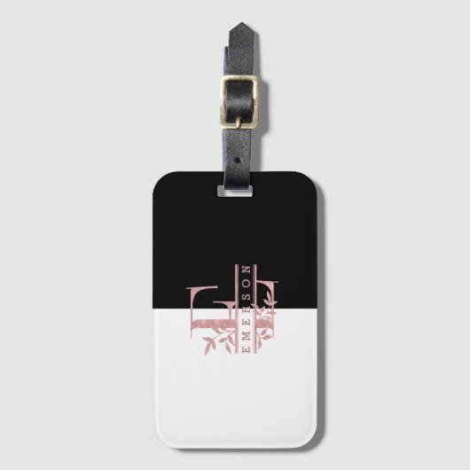 Roos Goud Splitst Aangepast monogram E G H I J Bagagelabel (Voorkant (verticaal))