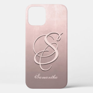 Roos Goud stijlvol rustiek ombre naam Monogram Case-Mate iPhone Case