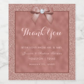 Roos Goud & Stijlvolle Glitter Bruiloft Favor Wijn Etiket (Enkel label)