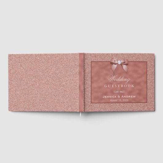 Roos Goud & Stijlvolle Glitter Bruiloft Gastenboek (Volledig)