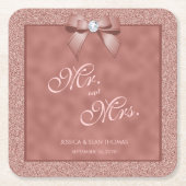 Roos Goud & Stijlvolle Glitter Bruiloft Kartonnen Onderzetters (Voorkant)