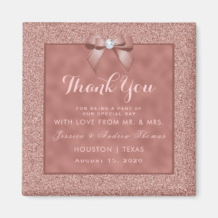 Roos Goud & Stijlvolle Glitter Bruiloft Magneet