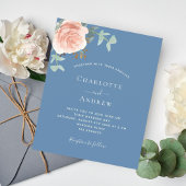 Roos goud stoffig blauw groen huwelijksuitnodiging