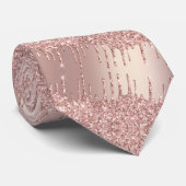 Roos Goud Stropdas met Blush Glitter Sparkly Drips (Opgerold)