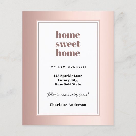 Roos goud thuis zoete woning bewegende aankondigin (Voorkant)