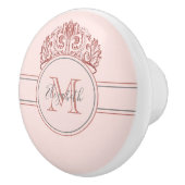 Roos goud tiara crown roze monogram name keramische knop (Rechts)