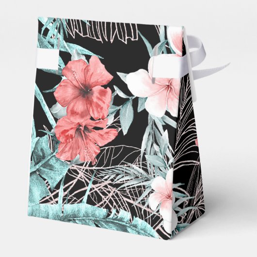 Roos Goud Tropisch Elegant Botanisch Aloha Luau Bedankdoosjes (Achterkant)