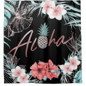 Roos Goud Tropische Botanische Ananas Aloha Chic Douchegordijn (Voorkant)