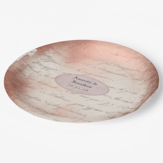 Roos Goud Typografie Bruiloft Papieren Bordje (Gekanteld)