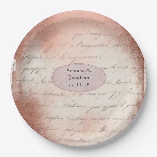 Roos Goud Typografie Bruiloft Papieren Bordje (Voorkant)