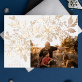 ROOS GOUD Vintage KERST Botanische Fotolijst Folie Feestdagenkaart