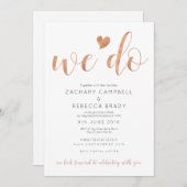 Roos Goud We Doen Bruiloft Uitnodiging Blush (Voorkant / Achterkant)