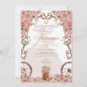 Roos Goud Western Charra Ranchera Quinceañera Kaart (Voorkant)