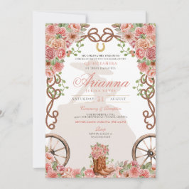 Roos Goud Western Charra Ranchera Quinceañera Kaart