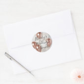 Roos Goud & Wit Ballon Trouwdouche Ronde Sticker (Envelop)