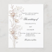 Roos goud wit bloemenbudget bruiloft uitnodiging (Voorkant)