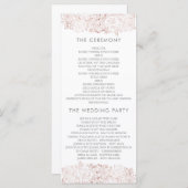 Roos Goud & Wit | Chique bloemenbruiloft programma Programmakaart (Voorkant / Achterkant)