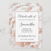 Roos Goud Wit Glitzy Marmeren Verjaardag Kaart (Voorkant / Achterkant)