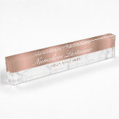 Roos Goud Wit Grijs Marmer Elegant Script Naambordje