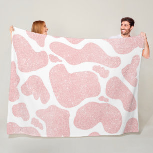 Roos Goud wit Grote Koe Vlekken Dierenpatroon Fleece Deken