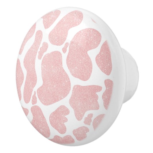 Roos Goud wit Grote Koe Vlekken Dierenpatroon Keramische Knop (Rechts)