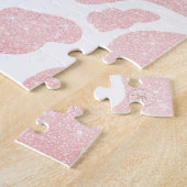 Roos Goud wit Grote Koe Vlekken Dierenpatroon Legpuzzel (Zijkant)