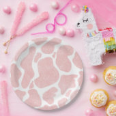 Roos Goud wit Grote Koe Vlekken Dierenpatroon Papieren Bordje (Feest)