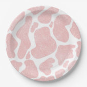 Roos Goud wit Grote Koe Vlekken Dierenpatroon Papieren Bordje (Voorkant)