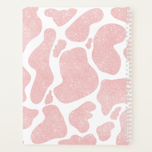 Roos Goud wit Grote Koe Vlekken Dierenpatroon Planner (Achterkant)