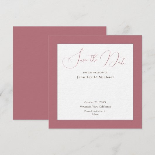 Roos Goud Wit Kleur Professional Minimalist Save The Date (Voorkant / Achterkant)