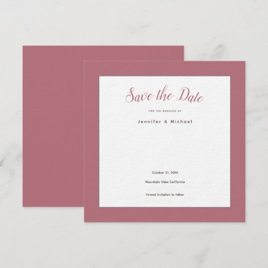 Roos Goud Wit Kleur Professional Minimalist Save The Date (Voorkant / Achterkant)