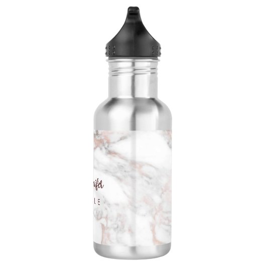 Roos Goud Wit Marmer Beste Sjabloon Monogram Waterfles (Rechts)