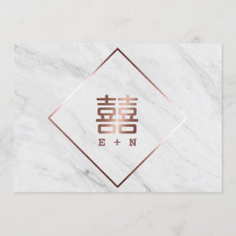 Roos Goud & Wit Marmer Chinees Bewaar de datum Save The Date