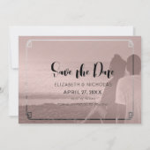 Roos Goud & Wit Marmer Chinees Bewaar de datum Save The Date (Achterkant)