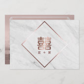 Roos Goud & Wit Marmer Chinees Bewaar de datum Save The Date (Voorkant / Achterkant)