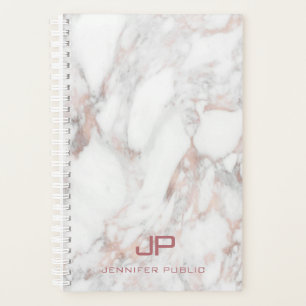Roos Goud Wit Marmer Elegant Modern Monogram Planner