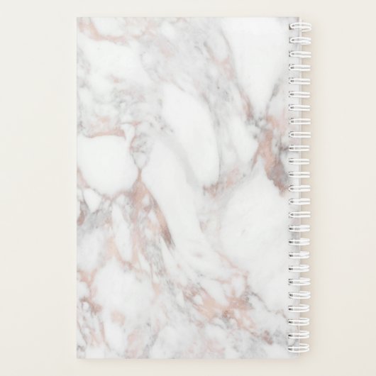 Roos Goud Wit Marmer Elegant Modern Monogram Planner (Achterkant)